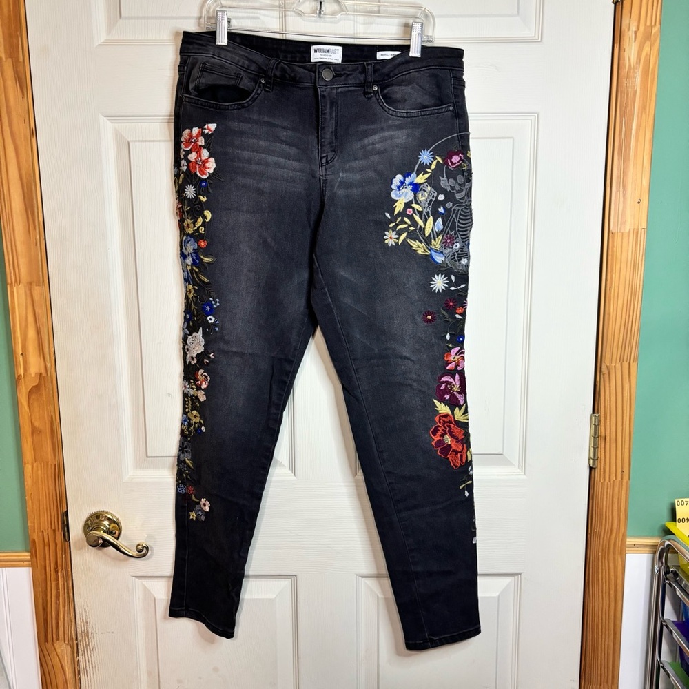 William Rast Perfect Skinny Embroidered Blackish Jean Size Junior 32
